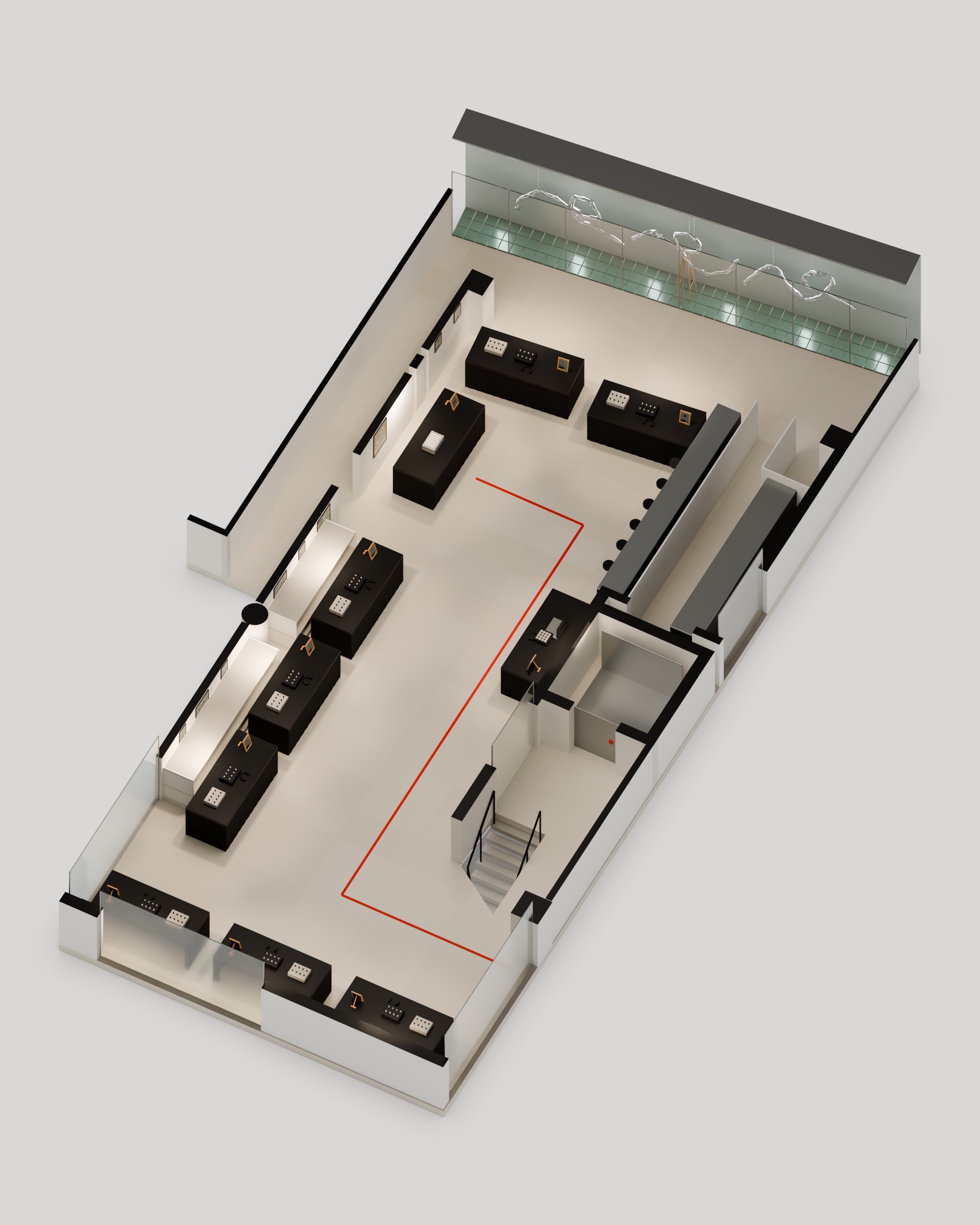 3D map of the first-floor brand booths