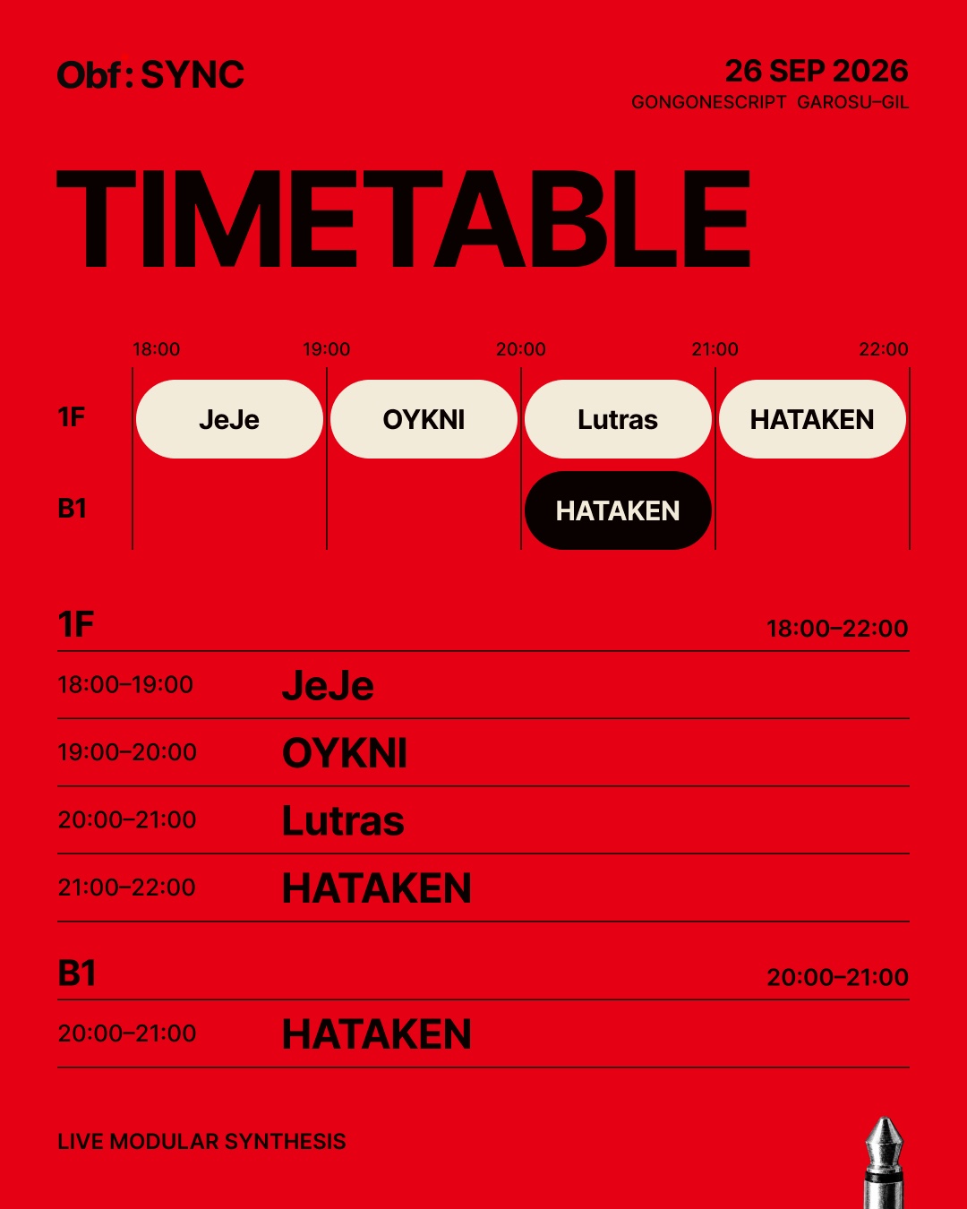 Obf : SYNC timetable card